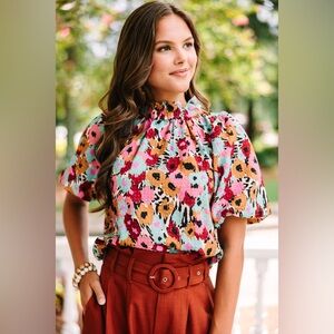 THML Treat You Right Boho Floral Blouse Medium